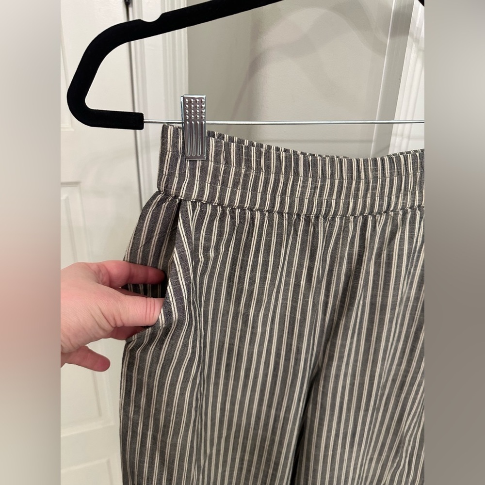 Marine Layer Allison Pull On Wide Leg Pants Navy Blue Striped Small Lycocell NEW - Picture 4 of 5